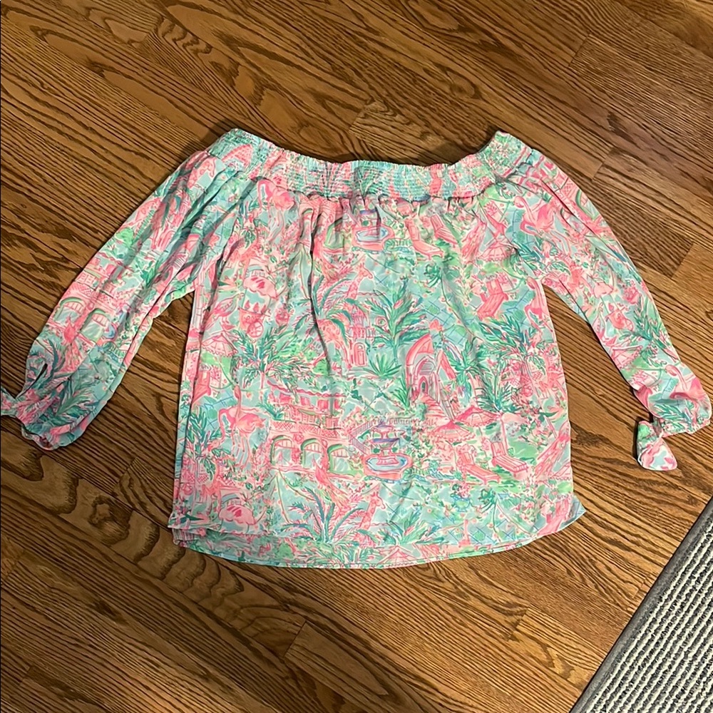 Lily Pulitzer Tropical Print Off-Shoulder Top